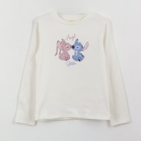 Polera Manga Larga Niña Rib Lilo & Stitch Blanco Disney