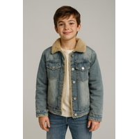 Kibou - Chaqueta Jean Sherpa Térmica Unisex Infantil