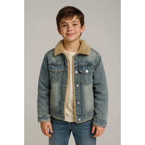 Kibou - Chaqueta Jean Sherpa Térmica Unisex Infantil