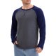 thumbnail image 5 of Camiseta de Hombre de Manga Larga con Bloques de Color Casual Raglán 2XL Gris Azul, 5 of 6