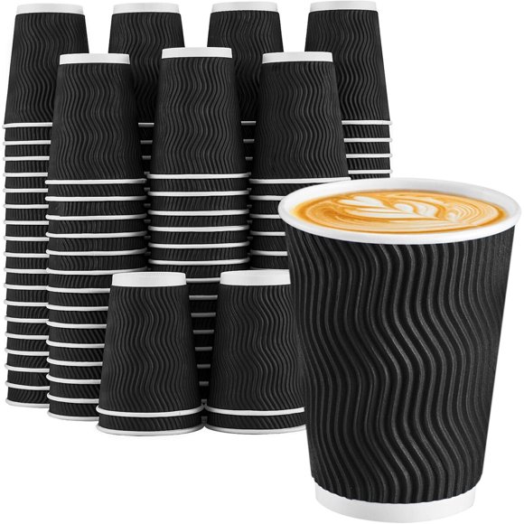 Lamosi 100 Pack Coffee Cups 12 oz, Disposable Paper Coffee Cups