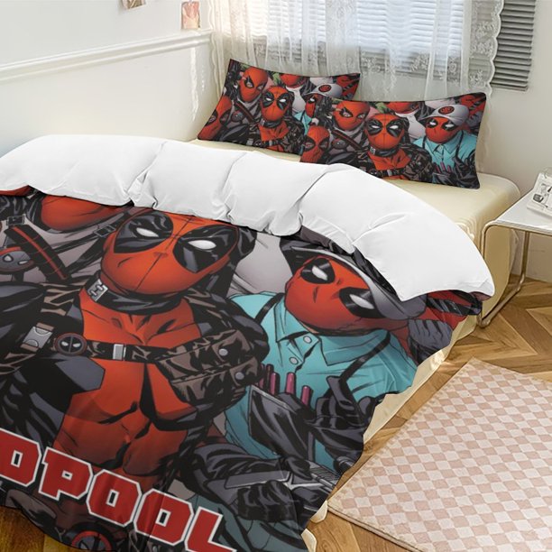 Iron Man Bedding Comforter Sets 3-Piece Bedding Set Soft Warm Bed Set for Bedroom All Season Bed Sheets