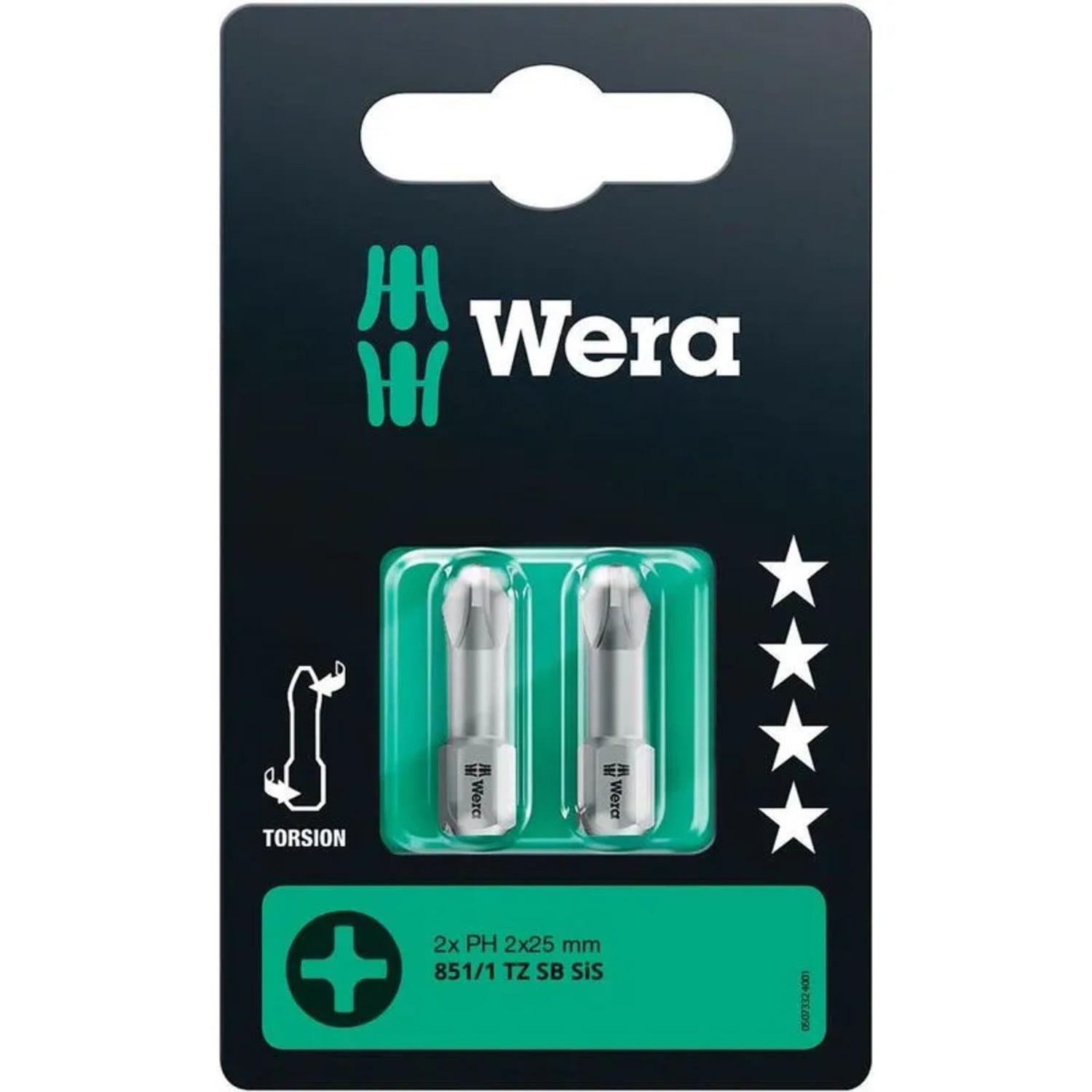 Wera - Set 2 Puntas Phillips Ph2 X 25 Mm Con Torsión