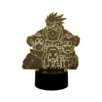 Lelumania - Lampara Ilusion 3D Naruto Grupo De 7 Colores, Base Touch