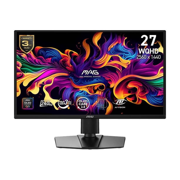 Monitor Gamer OLED MSI MAG 272QP X24, 27" WQHD, 240HZ, 0.03 ms, Panel QD-OLED