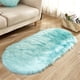 thumbnail image 1 of Xiao Hua Alfombra ovalada azul claro de 1 pieza (50×80 cm) - Alfombra de felpa para sala de estar, lavable, suave para dormitorio, antideslizante, ovalada, de acrílico duradero con forro de gamuza., 1 of 3