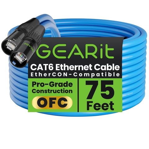 Cable Ethernet Gearit Blindado Cat6 Ethercon De 75 Pies, Azul