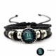 thumbnail image 1 of Luminous Twelve Constellation Artificial Gemstone Bracelet ,Beaded Rope PU Leather 12 Constellation Woven Bracelet, 1 of 5
