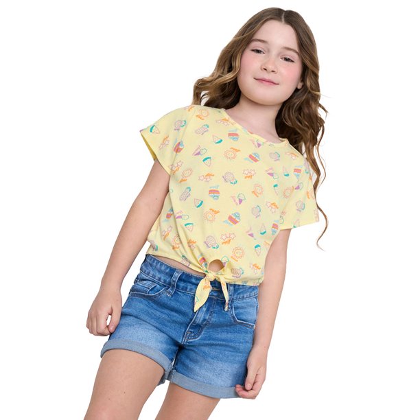 Polera Niña Kids MC Full Nudo Amarillo Corona