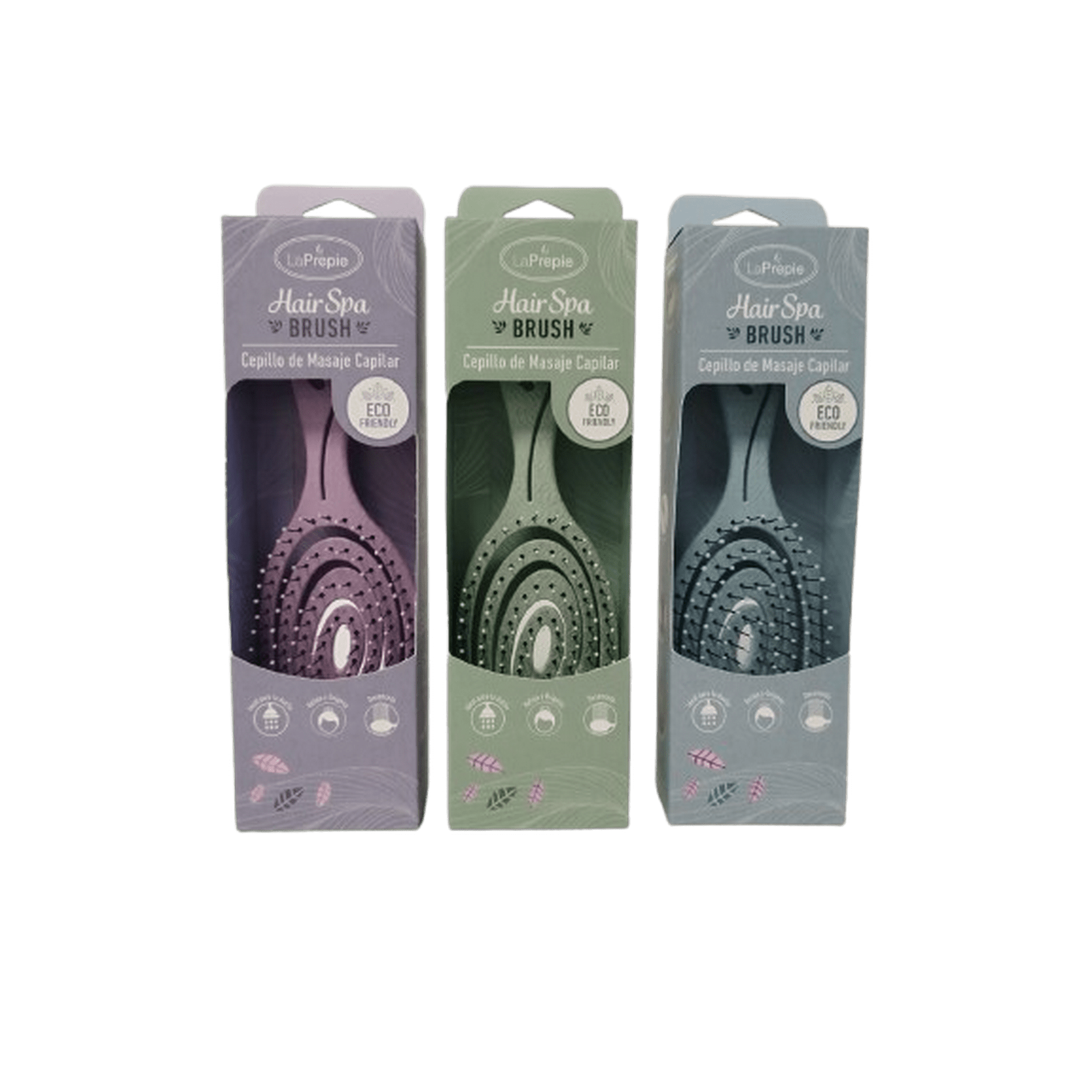 La Prepie - Cepillo Para Pelo Masajeador Ecologico 3 Uds