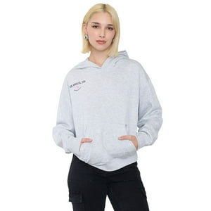 Polerón Mujer Hoodie Print Gris Melange Corona