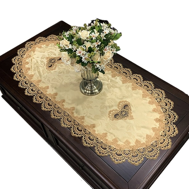 Mantel ovalado para mesa de centro, mantel de encaje para sala de estar, mantel de tela para mesa de centro, mantel para mesa de comedor