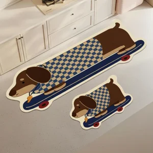 Casadeliacl - Alfombra De Cocina Antideslizantes Y Lavables Café Perrito Sarchicha Café