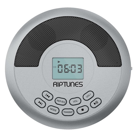 Reproductor de CD portátil Riptunes con Bluetooth, altavoces duales y USB