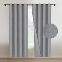 Riqui - Cortinas Blackout 2 Paños 140X220 Lino Doble Faz Gris