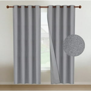 Atlas - Cortinas Blackout 2 Paños 140X220 Lino Doble Faz Gris
