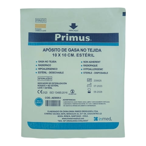 Primus - Aposito De Gasa No Tejida 10X10Cm Esteril 10 Unidades