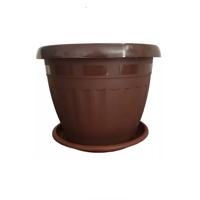 Genérico - Macetero Redondo Con Plato 30Cm Café