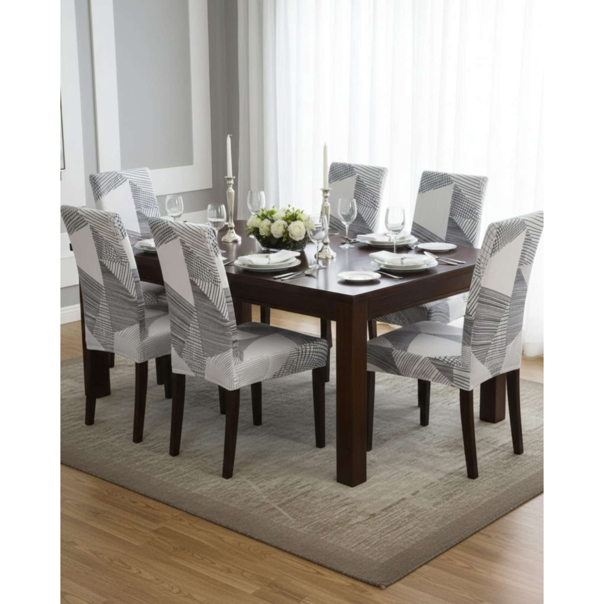 Mylhogar - Pack De 6 Fundas Elasticas Para Sillas Con Diseño Moderno