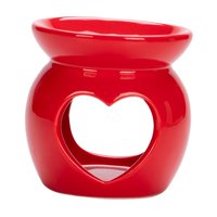 Magideal - Quemador De Aceite Esencial, Calentador De Cera Derretida, Difusor De Aroma En Forma De Corazón De Escritorio, Portavelas Para Sala De Estar Y Oficina Rojo