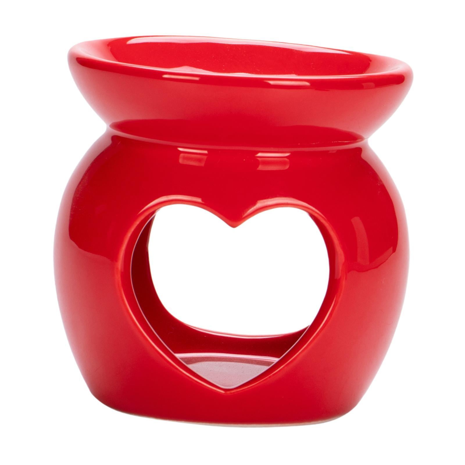 Magideal - Quemador De Aceite Esencial, Calentador De Cera Derretida, Difusor De Aroma En Forma De Corazón De Escritorio, Portavelas Para Sala De Estar Y Oficina Rojo