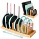 thumbnail image 1 of Organizador para ollas y sartenes CLEANCLUE, estante expandible de bambú, 1 of 9