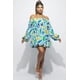 thumbnail image 1 of Saronite Vestido Corto Casual de Fiesta con Hombros Descubiertos y Mangas Largas, Color Azul (para Mujer), 1 of 4