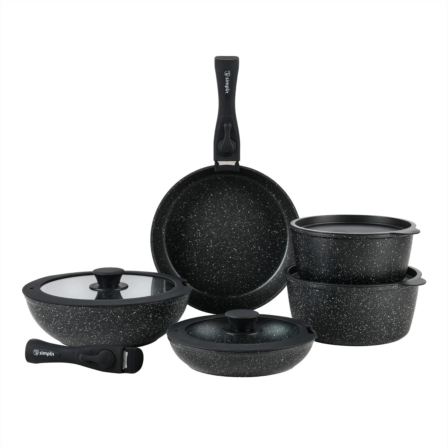 Batería De Cocina Antiadherente Oxford Granito 15pcs Simplit