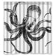 thumbnail image 1 of Cortina de ducha con diseño de pulpo y ganchos, tamaño 66 x 72 pulgadas, 1 of 3