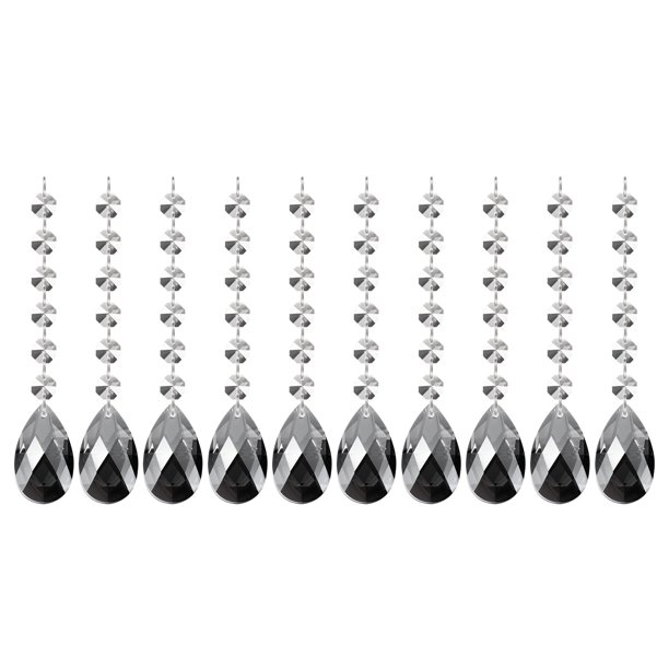 Uxcell Colgantes de Cristal en Forma de Lágrima para Candelabro, Paquete de 10, Longitud de 165mm, Prismas de Candelabro de 38mm, Gris galvanizado