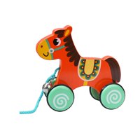 Bothyi - Juguete De Madera Hecho A Mano Para Empujar Y Tirar De Animales, Juguetes Para Niñas Y Niños, Caballo