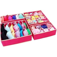 Xinqihang - Juego De 4 Cajas Organizadoras Para Ropa Interior, Sujetadores, Bufandas, Calcetines Y Corbatas (Rosa Y Rojo)