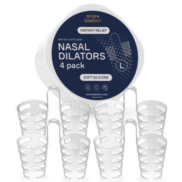 Dilatores Nasales Snore Bastion Grandes de Silicona Suave Paquete de 4