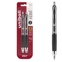 Bolígrafos De Gel Uni-Ball 207 Retráctiles 0.7 Mm Negro Paquete De 2