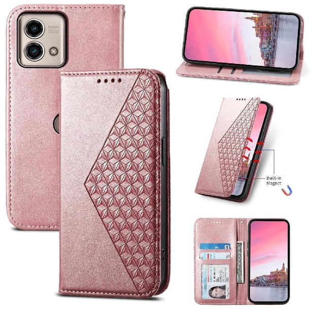 Funda Flip FOXDOCK para Motorola Moto G Stylus 5G 2023 , Estilo Billetera con Diseño Rombo, Correa de Mano y Soporte, Uso Diario