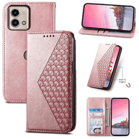 Funda Flip Foxdock Para Motorola Moto G Stylus 5G 2023 , Estilo Billetera Con Diseño Rombo, Correa De Mano Y Soporte, Uso Diario