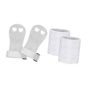 Ioensy - Empuñaduras De Gimnasia Para Niños Con Muñequeras Para Levantamiento De Pesas, Multifuncionales, Color Blanco, Talla S