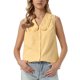thumbnail image 1 of INSPIRE CHIC Lindas Blusas Sin Mangas de Cuadros para Mujer con Cuello Peter Pan y Ribete con Volantes L Amarillo, 1 of 6