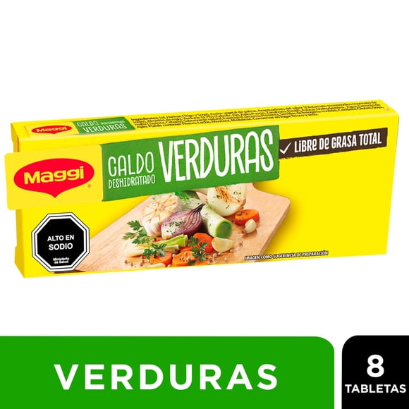 Caldo de Verduras (8 Tabletas) Caja, 80 g