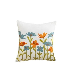 Homestore - Funda Cojín Bordada 45X45 Cm Naranja Celeste