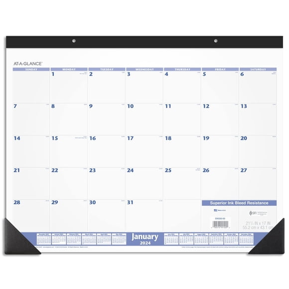 Calendario de escritorio AT-A-GLANCE, mensual, 2024, azul/gris