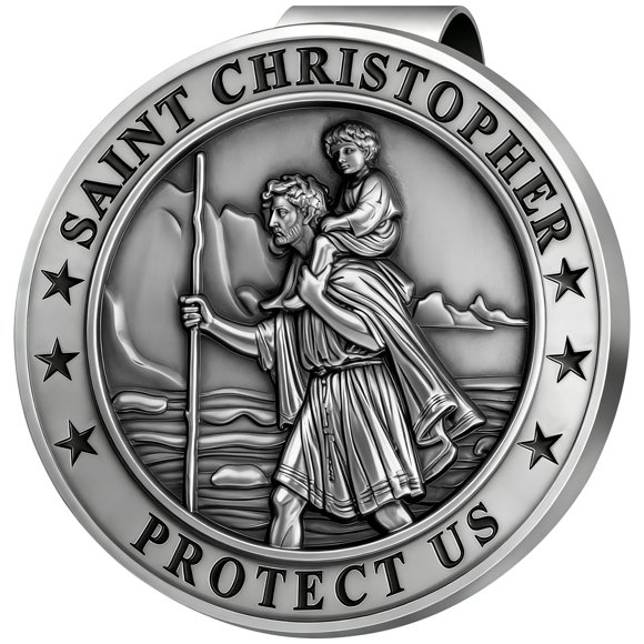 Clip para Visera de Auto PloreWay Medalla de San Cristóbal de Metal