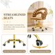 thumbnail image 3 of Silla de vanidad trasera de burbuja de terciopelo, silla de maquillaje giratoria de 360 ° de altura ajustable con base de metal de oro y ruedas rodantes silenciosas, 3 of 5