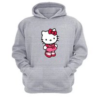 Genérico - Polerón Canguro Gatita Kitty Gris Claro Talla Xs Unisex