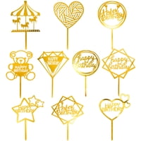 Adornos Acrílicos Hazyore Para Tartas Con Felicitación De Cumpleaños (10 Unidades, Color Dorado)