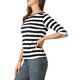 thumbnail image 4 of INSPIRE CHIC Camiseta Básica de Mujer con Mangas al Codo Cuello Redondo Ajustada Regreso a Clases Camiseta Casual Estampada Negro Blanco 3XL, 4 of 8