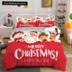 thumbnail image 1 of Merry Christmas Bedding Set Santa Claus Snowman Comforter Cover Christmas Tree Duvet Cover Red Polyester Quilt Cover Bed Sheets, 1 of 5