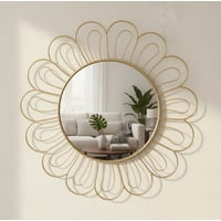 Decostilo - Espejo Decorativo Dorado 85Cm, Diseño Flor