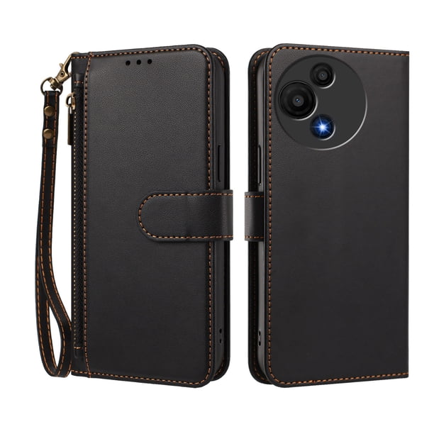 Funda Tipo Billetera para TCL 60 SE NxtPaper 4G con Soporte y Bolsillo con Cierre Negro