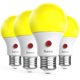 thumbnail image 1 of Bombilla LED para insectos Sunco A19, 9 W, 480 lúmenes, del anochecer al amanecer, 2000 K, paquete de 4, 1 of 7